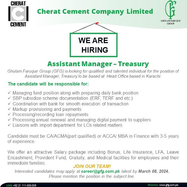 Cherat Cement Company Limited Latest Jobs in Karachi/Nowshera March 2024