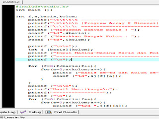 Program Bahasa C Array 2 Dimensi