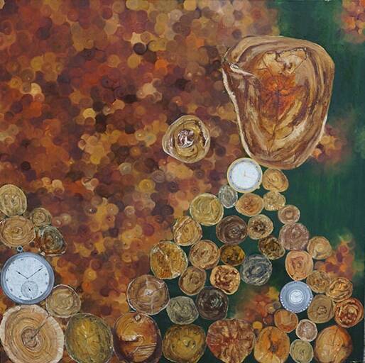 Game of time - 1, Painting by Ambika Wahi, Oil on Canvas , 36 x 36 inches (www.indiaart.com)