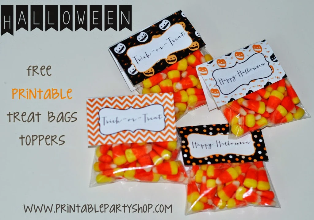 Halloween Free Printable Candy Bags Toppers.
