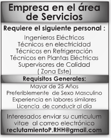 Empresa de Servicio tiene 5 Vacantes Aplica!