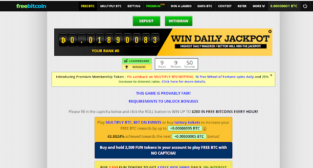 Freebitcoin Earnings from Freebitco Website - FREE BTC Multiply BTC Betting Reffer