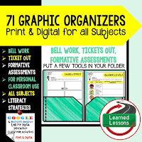 Digital Graphic Organizers, Bell Work, Ticket Out, Formative Assessment, & Print, Differentiate Activities, Bell Work, Bell Ringer Reviews, End of Class Check/Ticket Out, Homework, INTERACTIVE NOTEBOOK INSERTS, Formative Assessments, Social Studies Graphic Organizers, Science Graphic Organizers, English Graphic Organizers, Reading Informational Text