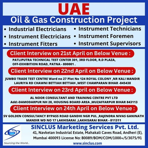 Urgent Requirement Job Vacancy in Gulf, and European Countries