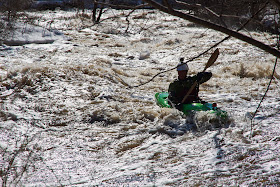 making my way down the Vermillion river at 2000cfs, water is way up in the trees, Chris Baer, Minnesota,