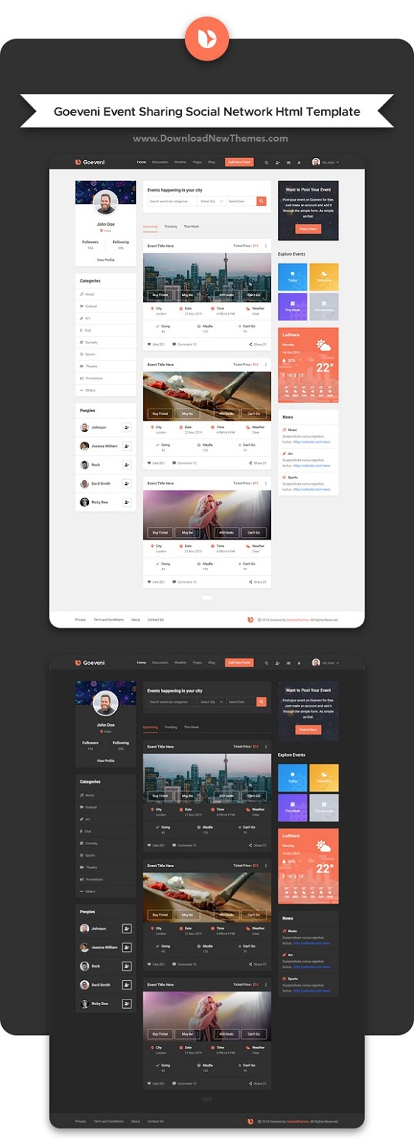 Event Sharing Social Network HTML Template 