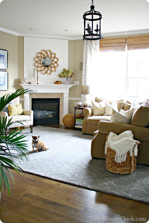 Light blue rug family room