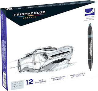 Prismacolor Premier Double-Ended Art Markers Grey Set, Chisel/Fine Tips