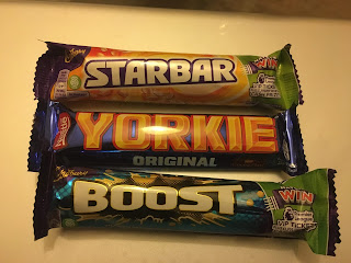 Starbar, Boost and Yorkie candy bars