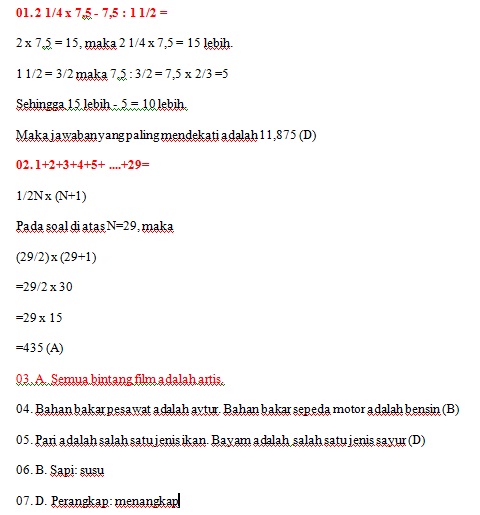 Kumpulan Contoh Soal Tes Akademik Seleksi Masuk Polri