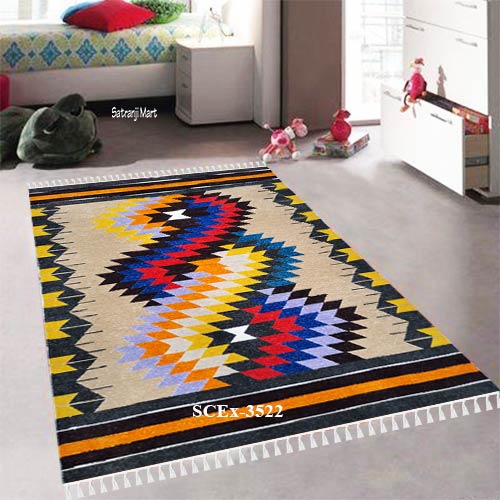 Light Color 5'×7' Feet Big Size New Design Shotoronji Carpet-Rugs-Floormat শতরঞ্জি SCEx-3522
