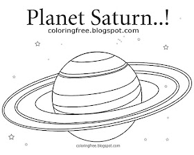 Free school children learning printable space illustration simple image planet Saturn coloring pages