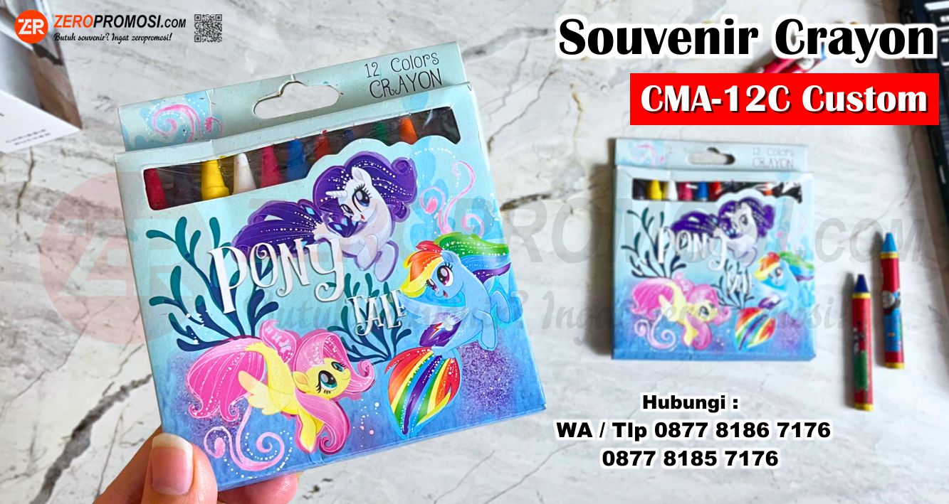 Jual Souvenir Acara Anak Crayon Custom Isi 12 Warna Murah