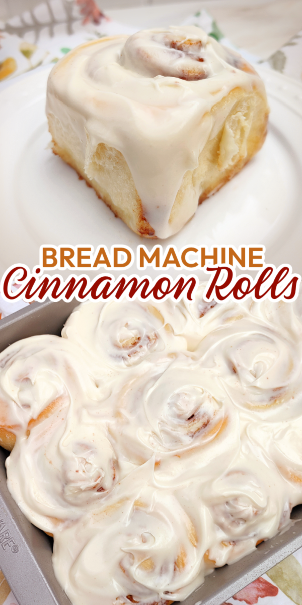 The BEST Bread Machine Cinnamon Rolls with Cream Cheese Icing! An easy-to-follow bread machine recipe for tender, billowy cinnamon rolls filled with cinnamon butter and brown sugar topped with the perfect cream cheese buttercream icing.