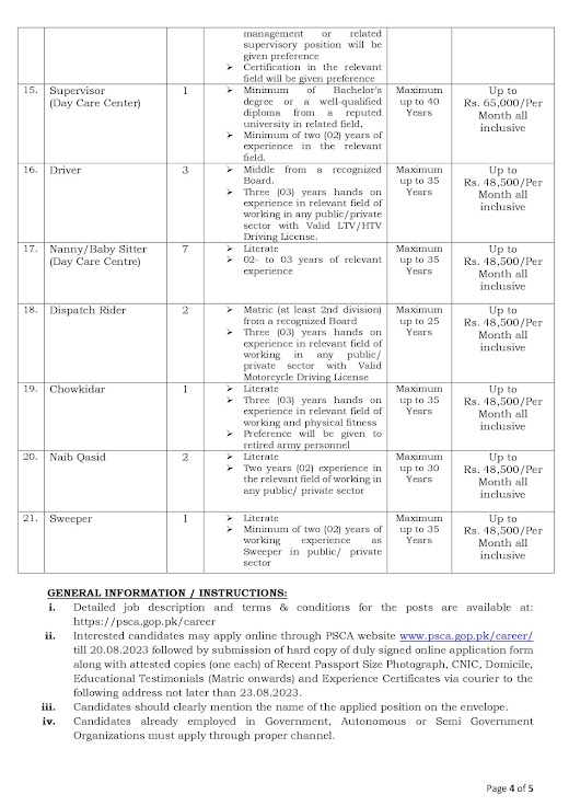Police Government Jobs At Punjab Safe Cities Authority PSCA Jobs 2023
