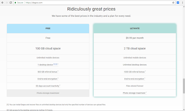 free 100 GB storage dari deego