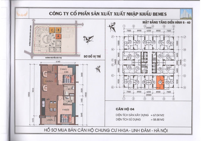 Thiết kế 2 phòng ngủ chung cư hh3 linh đàm