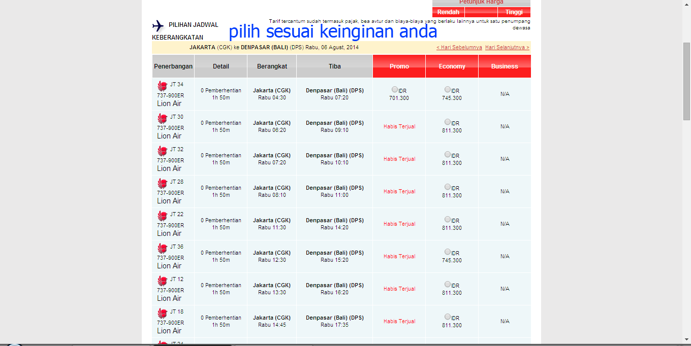 CARA PESAN TIKET PESAWAT ONLINE LION AIR