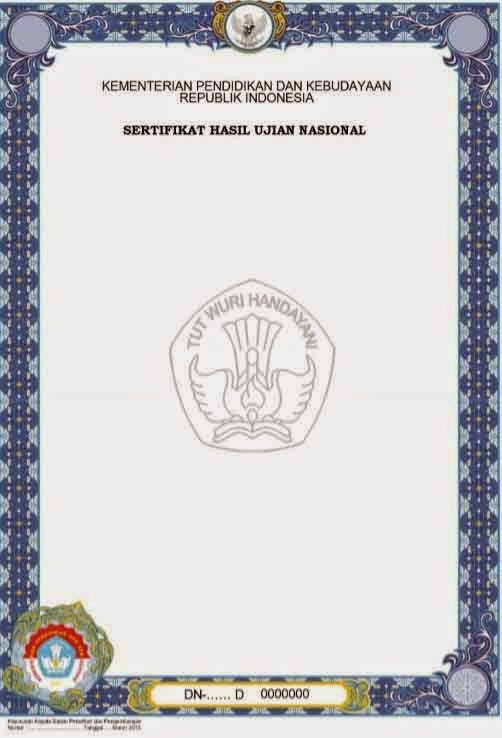 Format Resmi Sertifikat Hasil Ujian Nasional (SHUN) Tahun 