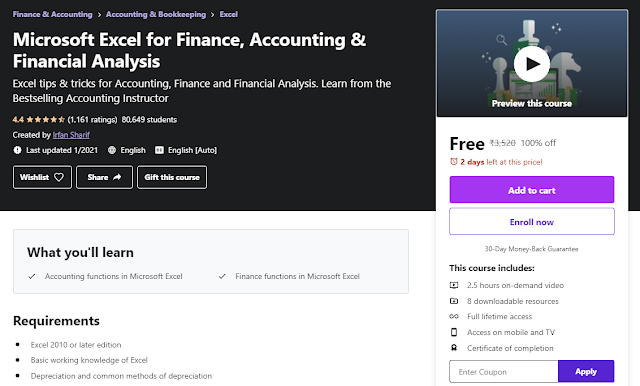 Microsoft Excel for Finance, Accounting & Financial Analysis