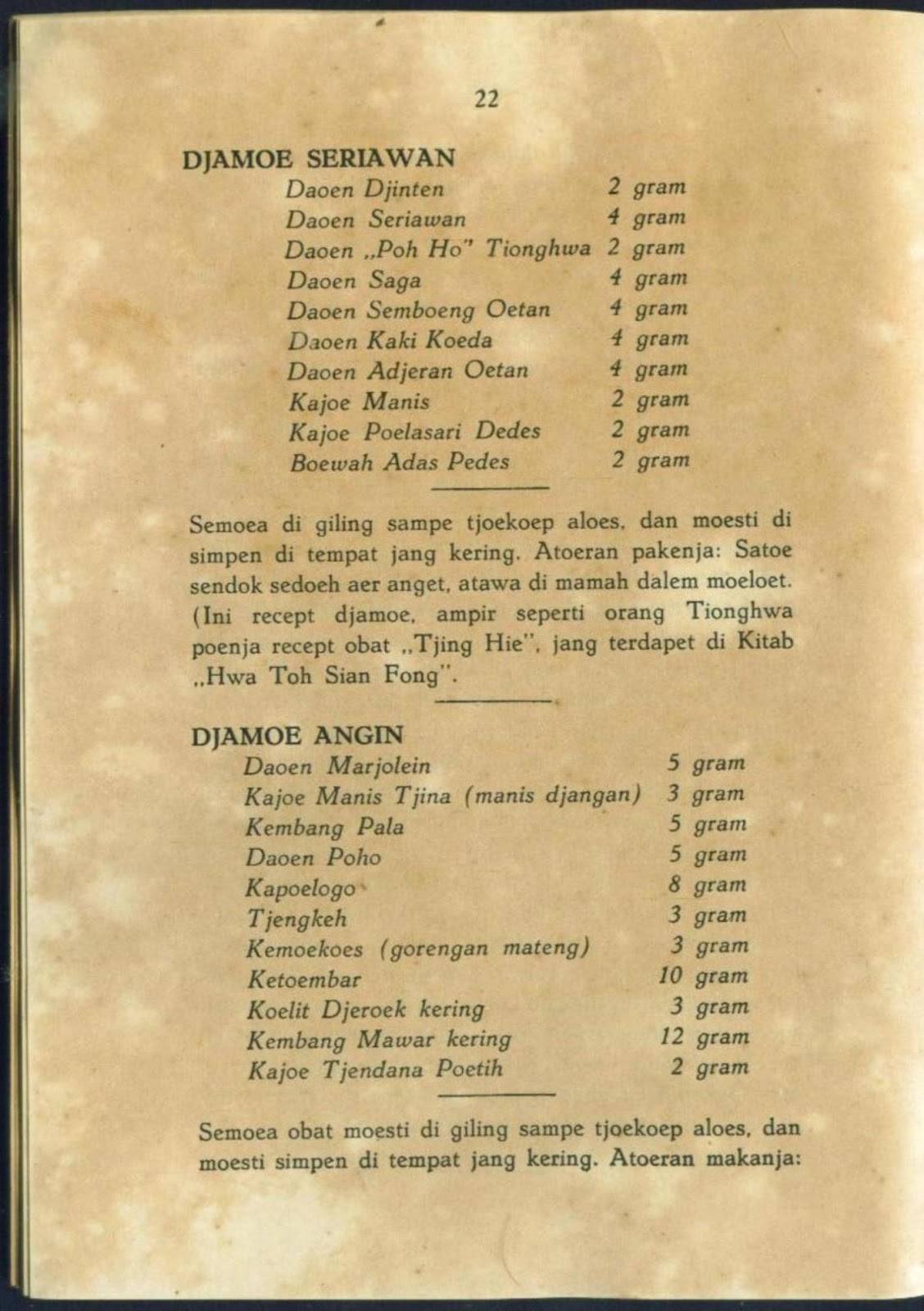 Koleksi Tempo Doeloe Buku jadul th 1941 Resep2 kuno Jamu 