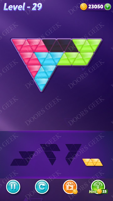 Block! Triangle Puzzle Novice Level 29 Solution, Cheats, Walkthrough for Android, iPhone, iPad and iPod