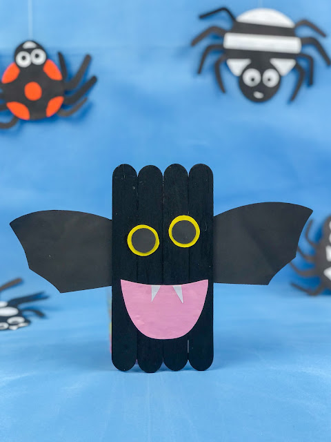 bat craft displayed with blue background.