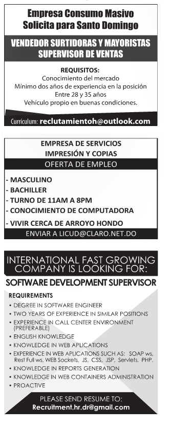 Empleo en RD - 3 Vacantes Disponibles