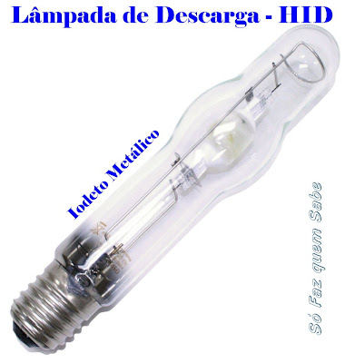 Lâmpada HID (descarga de alta intensidade) - vapor de mercúrio e sódio de alta pressão e iodetos metálicos.