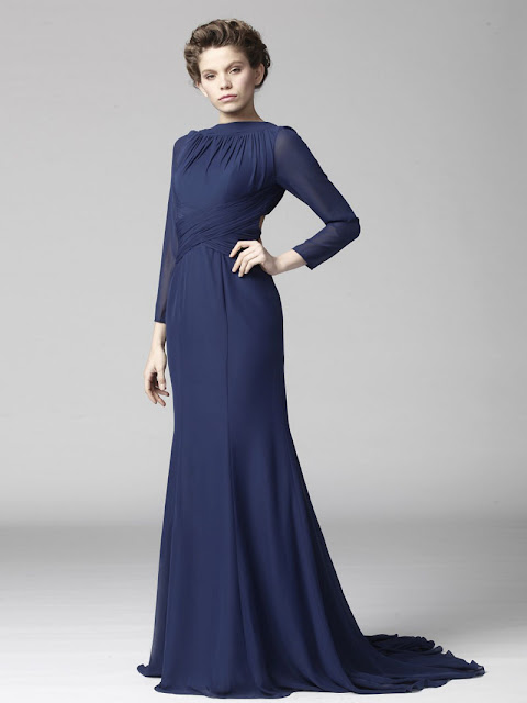 sexy-navy-blue-long-sleeved-sheer-chiffon-bridesmaid-dress