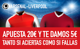 sportium promocion Arsenal vs Liverpool 22 diciembre