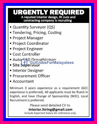 Urgently Required For A Contracting Company Qatar