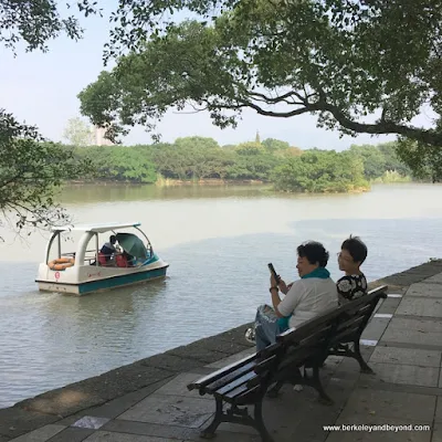 small boat at Jiangxin Islet in Wenzhou, China