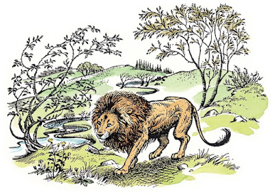 Lion Aslan walks through Narnia