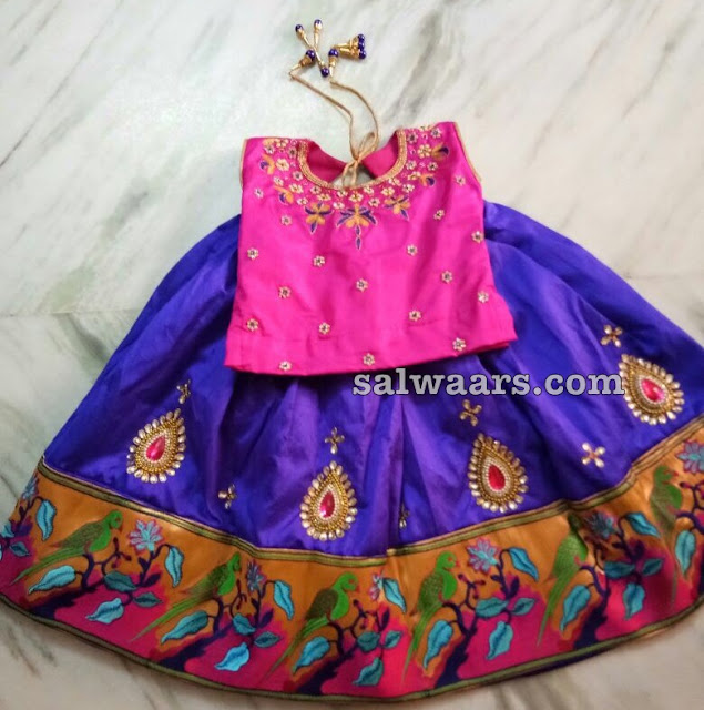 Purple Lehenga Pythani Border