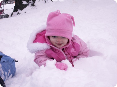 Elaine's first sledding trip