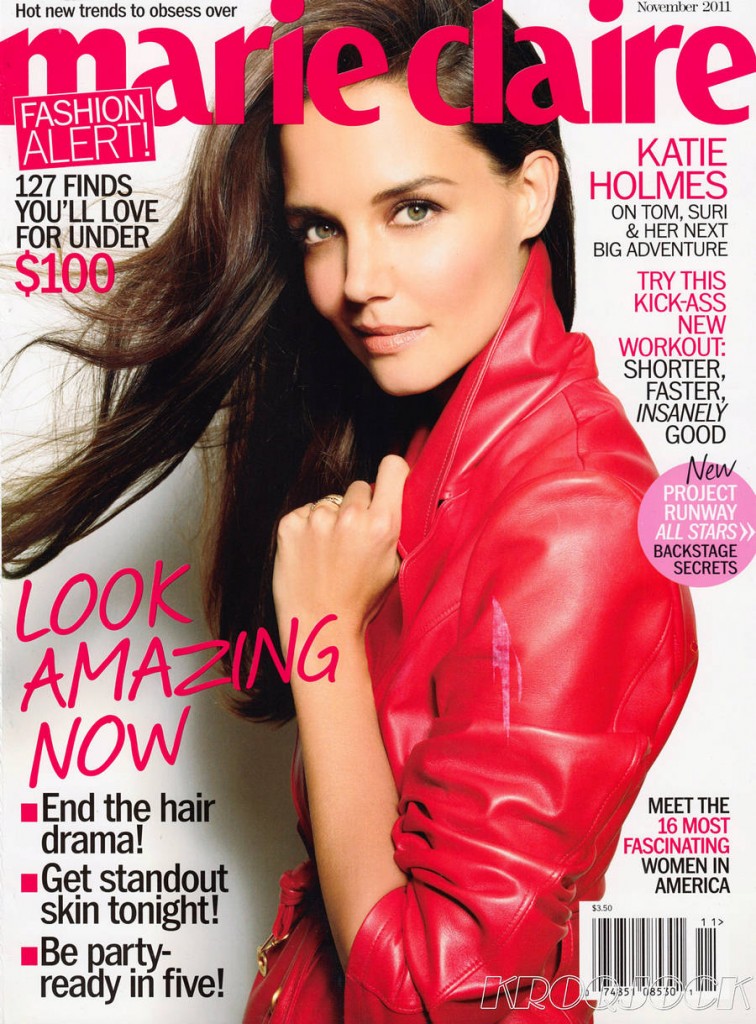 Katie Holmes modeled a red