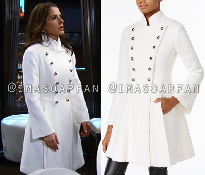 Sam Morgan, Kelly Monaco, White Skirted Double-Breasted Military Coat, General Hospital, GH