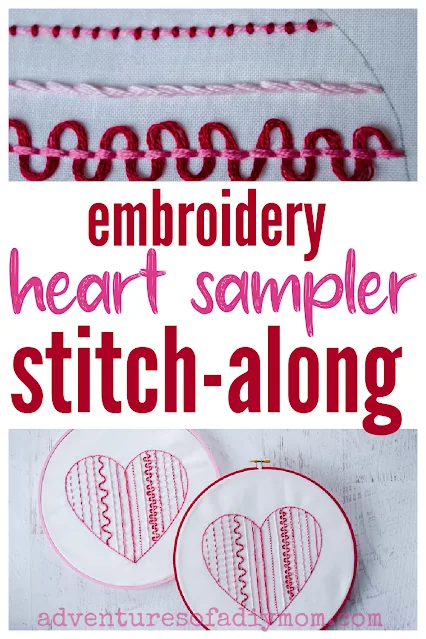 heart sampler stitch along embroidery project