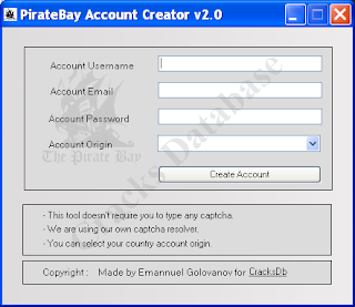 Piratebay Account Creator