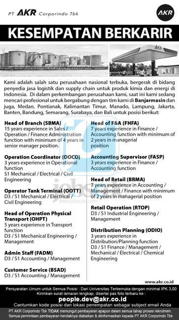 PT AKR Corporindo Tbk - D3, S1 Operator, Staff 