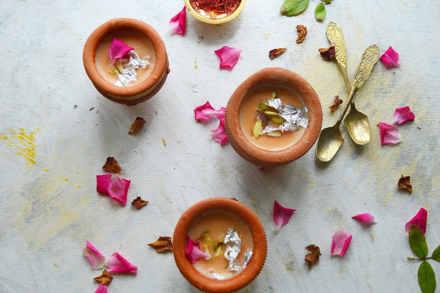 Kesar Phirni | Saffron Flavored  Rice Pudding | Indian Dessert