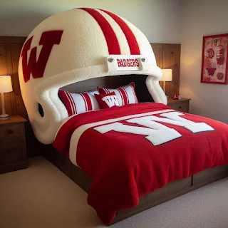 Wisconsin Badger Helmet Headboard