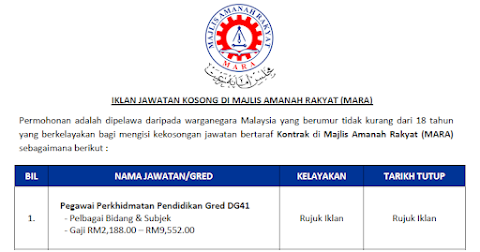permohonan jawatan mara online