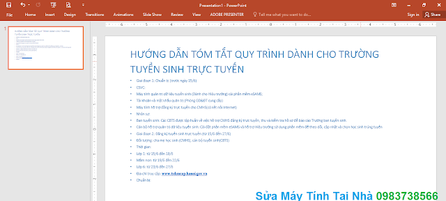 Nội dung đã được chuyển sang Powerpoint