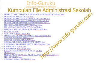 [info guru] Kumpulan file Administrasi lengkap keperluan Sekolah dan kelas tahun 2015-2016 