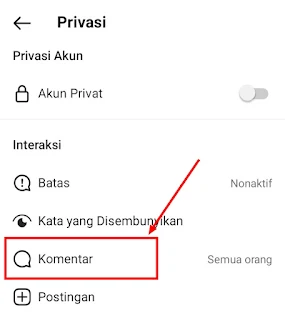 6. Cara Menonaktifkan Komentar di Postingan Instagram Android