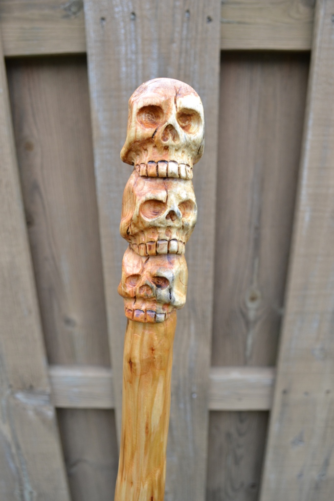 Wood Carving: Skull Cane