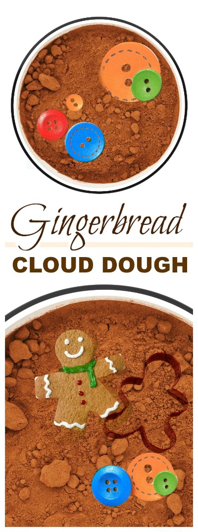 GINGERBREAD CLOUD DOUGH- so soft, yet mold-able and smells just like Christmas!  A must-try for kids!  #Christmascraftsforkids #Christmasactivitiesforkids 