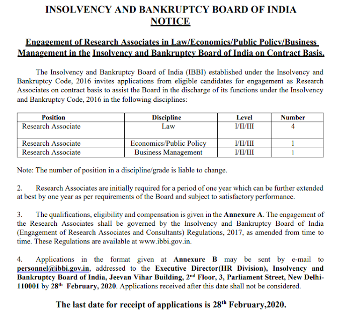 Research Associate Law at Indian Institute of Foreign Trade - last date 28 Feb. 2020